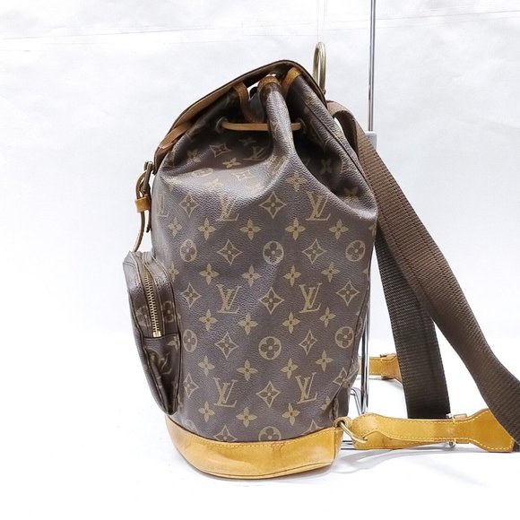 LOUIS VUITTON Montsouris Gm Brown Monogram Coated Canvas Backpack - Picture 7 of 15